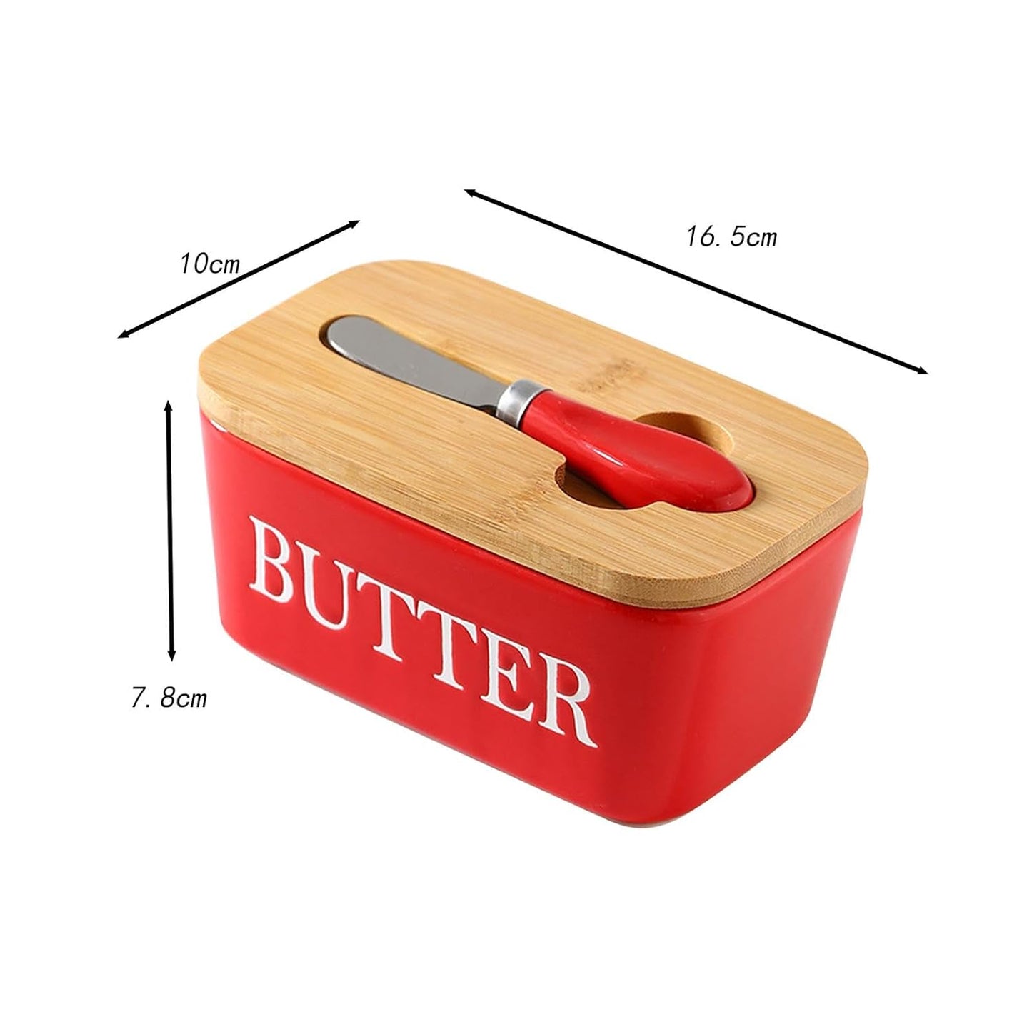 850gms  High-quality Ceramic Butter Dish with Bamboo Lid| Multicolor | Multiuse Preservation Box Ceramic Butter Dish| Kitchen, Dining