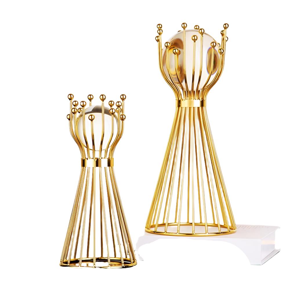 Wire Decor Set | Gold Metal Wire Design with Ball, Elegant Finish, Versatile for Home Decor | Desktop Wine Cabinet TV Cabinet Bookshelf Coffee Table Home Decor