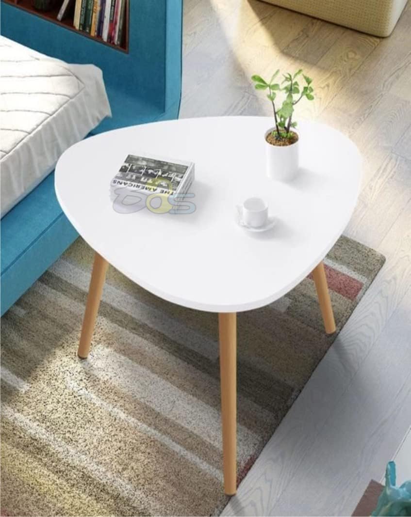 Amazing Shoppee Wood Triangle Side Table | Easy Assembly Nightstand Coffee End Table | White | 60cm Dimensions & Height