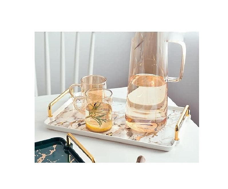 Decorative Marble Breakfast Table Serving Tray Elegant Ceramic Serving Tray for Dining and Home Decor