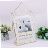 Golden Wall Mounted Magazine Desk Organizer | Stainless Steel | Metal Wire Newspaper Holder Hanging Magazine Rack File Holder Wall