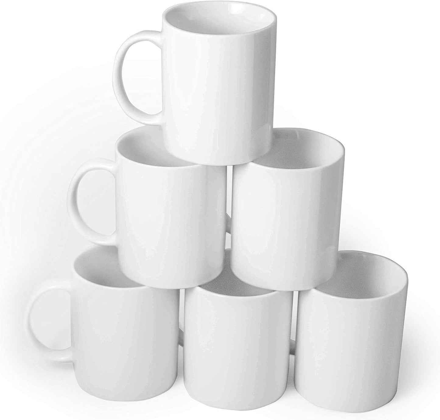 6 Sets (36pcs) 25 cl Mugs | White Plain | Simple and Versatile | Porcelain