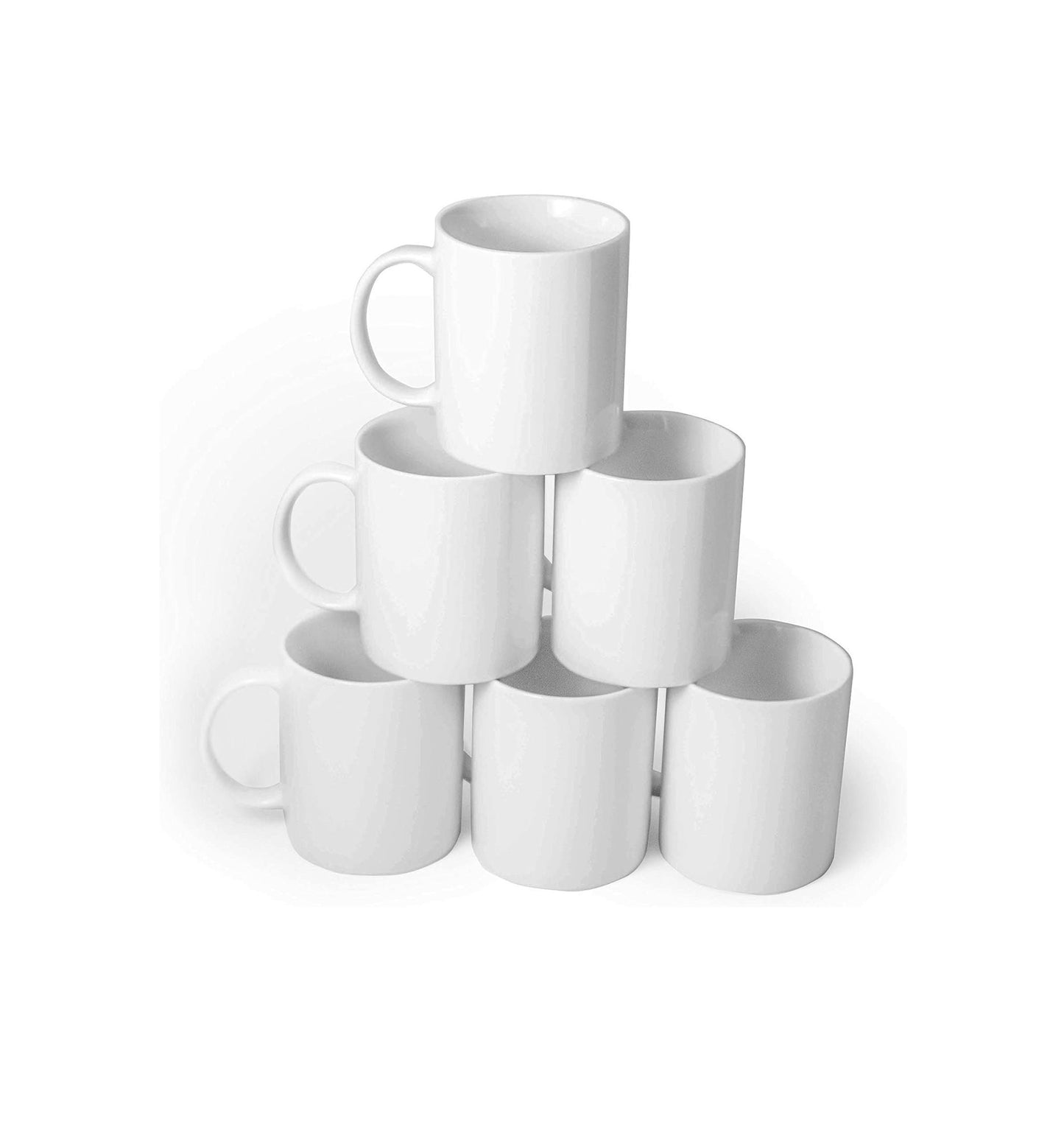 6 Sets (36pcs) 25 cl Mugs | White Plain | Simple and Versatile | Porcelain