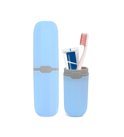 Classy Portable Toothbrush & Toothpaste Holder | 15x20cm - Blue & White