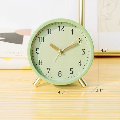 European Fashion Electronic Alarm Clock – Mute Quartz Table Clock for Home, Bedroom, Student Desk (White, Dark Green, Blue)