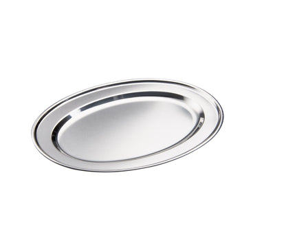 36 pcs  40 cm Stainless Steel Oval Plates (Light) Set