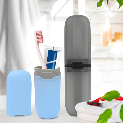 Classy Portable Toothbrush & Toothpaste Holder | 15x20cm - Blue & White