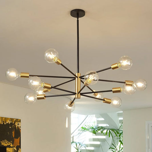 Modern Centre Piece Chandeliers 12 Bulbs Design 80W Elegant Ceiling Light Fixture Light for Dining Rooms Room Living Entryways Living Areas