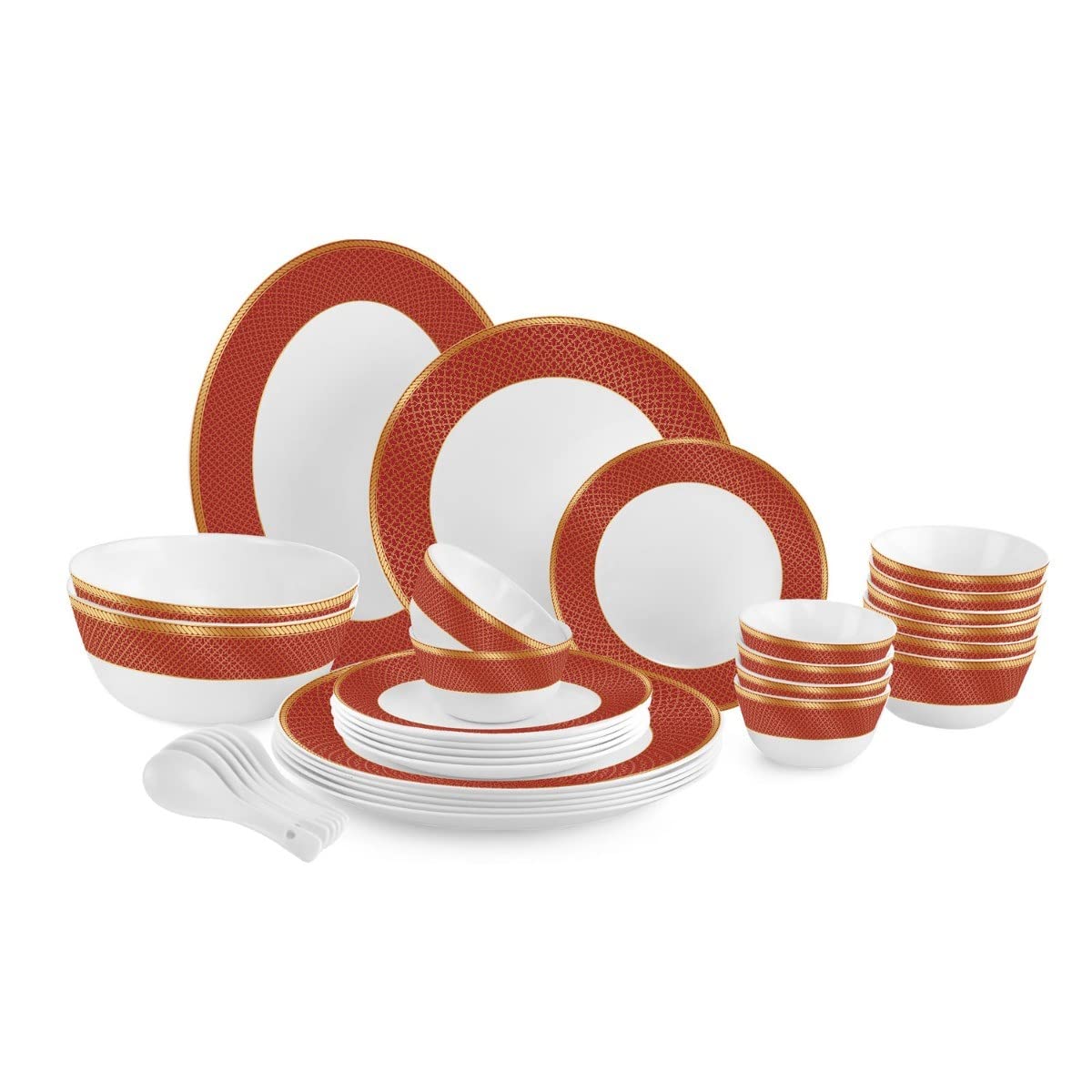 32pcs Sovrana Dinner Set | Regent Red, Elegant Porcelain Dinnerware for Dining