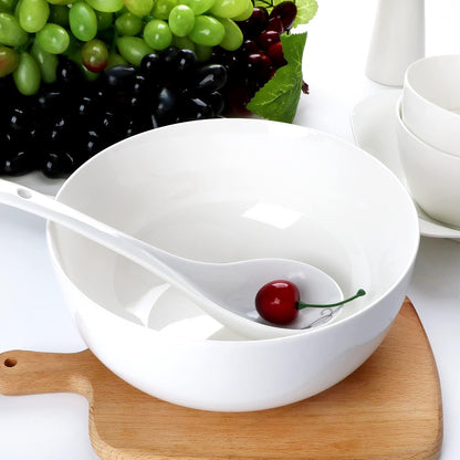 9 inch White Ceramic Round Dessert  | Salad Serving Bowl | One Piece High Quality Serveware