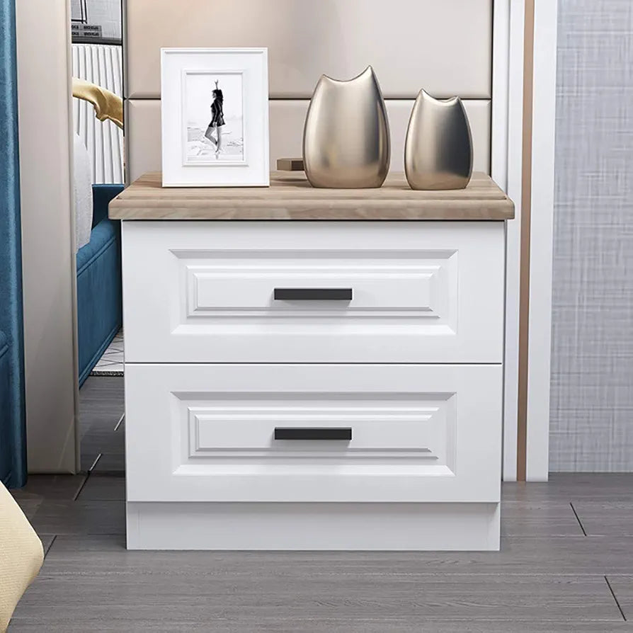 Nordic Luxury Double Drawer Bedside Cabinet – 50x45x35cm, White with Large Capacity Storage