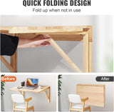 Wall Mounted Foldable Bamboo Wooden Table | Space Saving Bamboo Desk 60x40cm