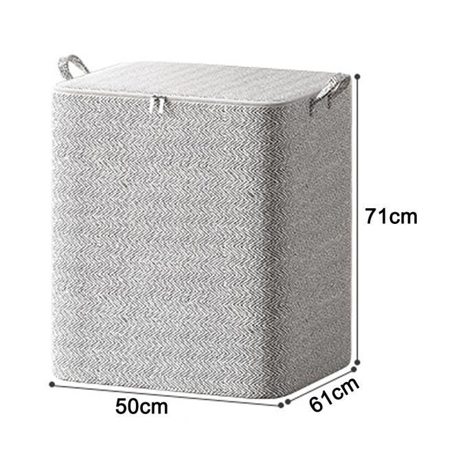 Large Capacity Rectangular Household Foldable 220L Quilt Storage Box Organiser| Non-Woven Fabric Clothes Pants Household Items Storage Box| Living Room|Bedroom Moving Closet Organizer| 50cm x 61cm x 71cm Gray