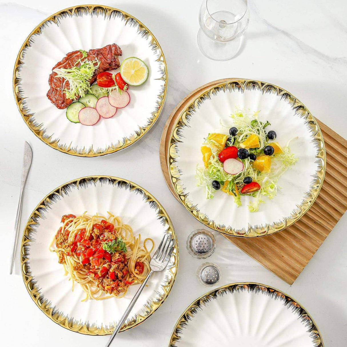 Ceramic Shell Gold Details Dinner Plate | 10.24 inch |6 Pieces Set