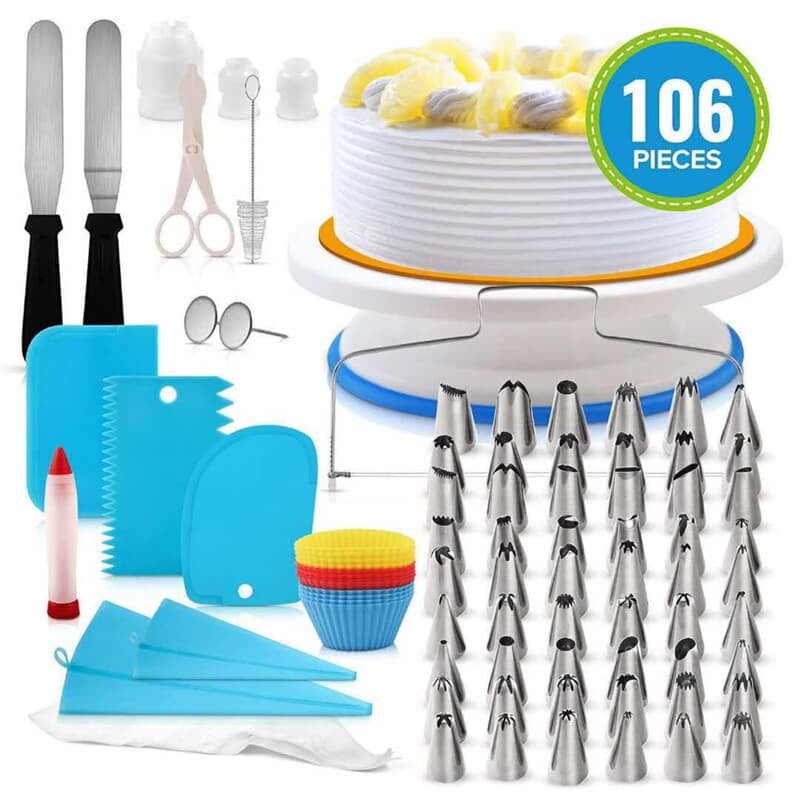 106 Pcs Cake Decorating Set | Complete Kit for Professional Quality Cake Decorations | Smoother Nozzle Piping Bag Icing Tips Cake decorating tools