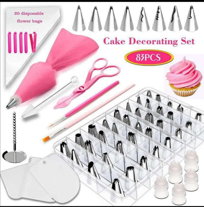 83 Piece Cake Decorator Set | Comprehensive Cake Decorating Tools | Includes Piping Tips, Nozzles, Icing Bags, Spatulas & More