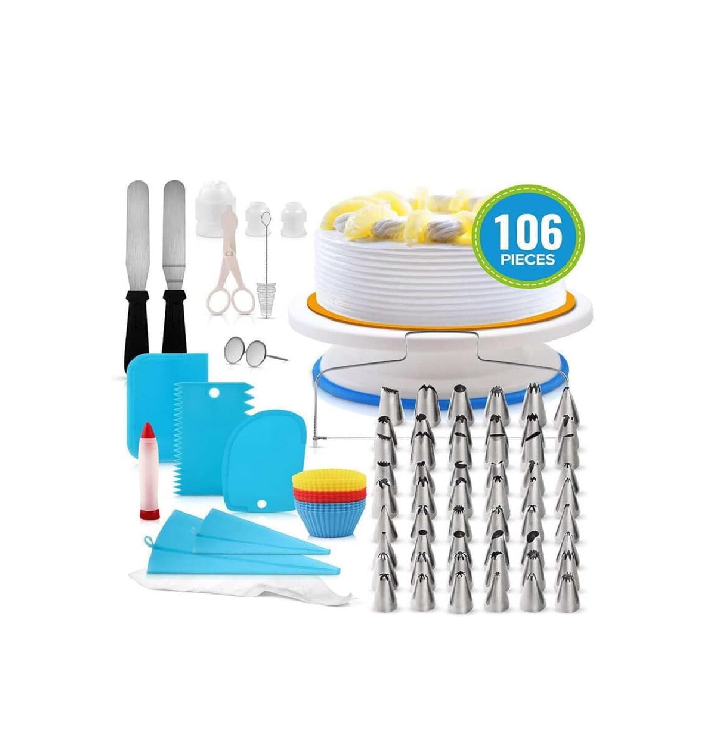 106 Pcs Cake Decorating Set | Complete Kit for Professional Quality Cake Decorations | Smoother Nozzle Piping Bag Icing Tips Cake decorating tools