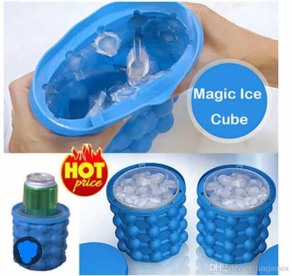 Genie Silicon Ice Cube Maker 4 | Flexible Silicone Ice Tray | Makes 4 Large Ice Cubes | Easy Release & Quick-Freezing