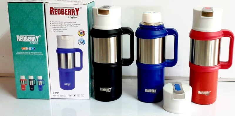 Redberry Stainless Steel Vacuum Flask for Hot & Cold Beverages | 1200ML Capacity | Perfect for Travel, Work, Outdoor Activities