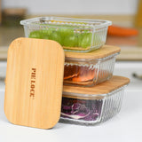 3pcs Heavy Duty Ribbed Borosilicate Glass Food Storage Containers