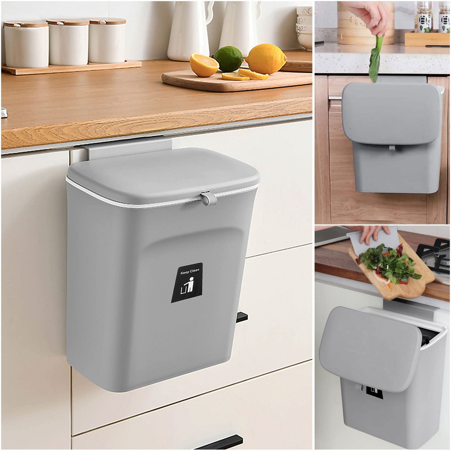 Wall Mounted Kitchen Bin with Lid