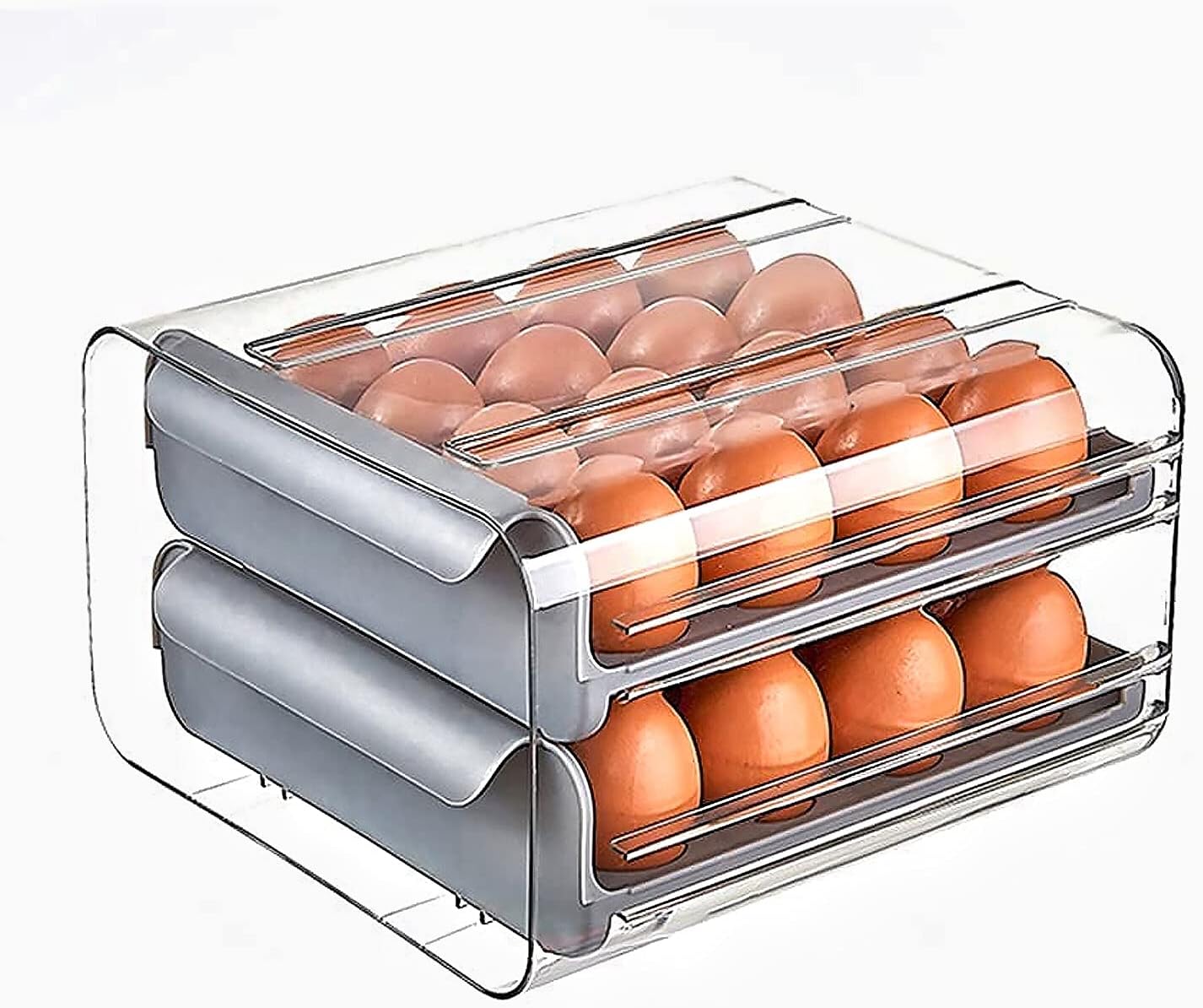 32 Egg Acrylic Tray – Durable Storage Organizer in Grey, Orange, and White