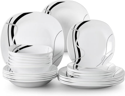 High Quality Porcelain 16 Pcs Quadra Dinner Set | Midnight | Elegant Square Design