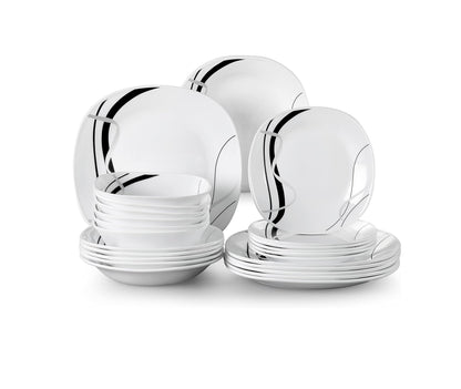 High Quality Porcelain 16 Pcs Quadra Dinner Set | Midnight | Elegant Square Design