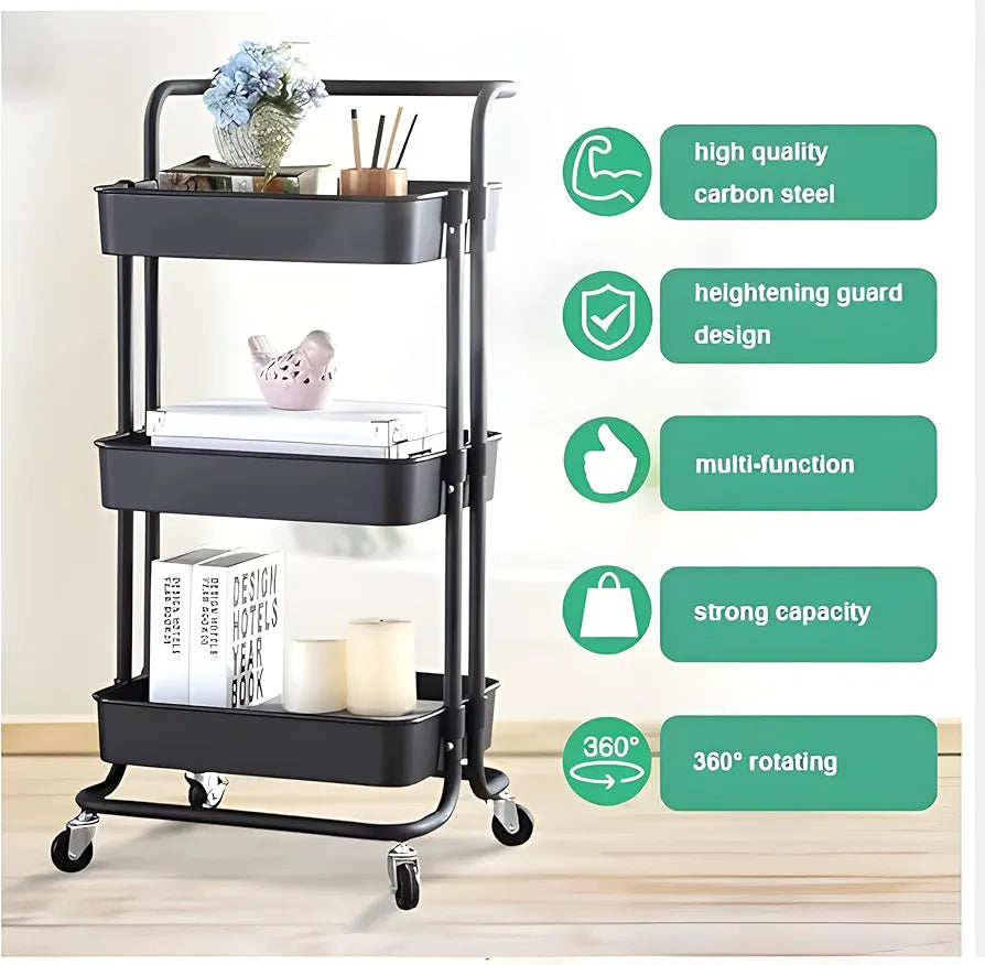 Multi-Functional Movable Trolley Storage Rack