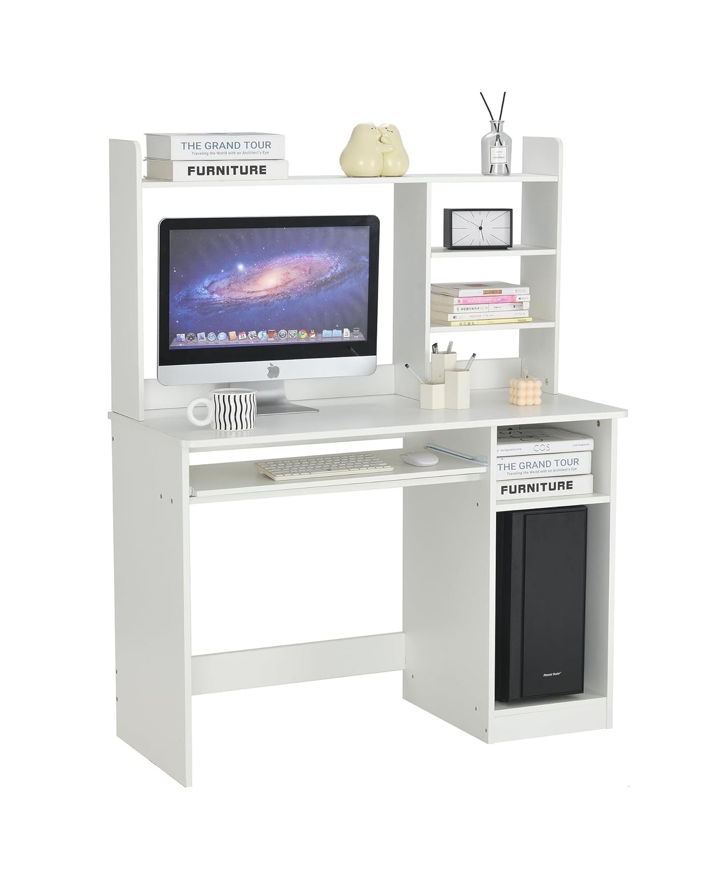 Multifunctional Computer Desk with Shelves, Drawer, and Cabinet – Space-Saving Study Office Desk