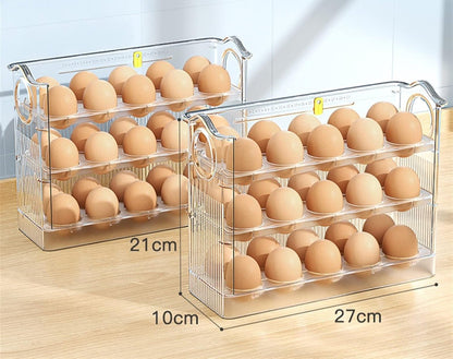 3 layered High Quality Plastic Transparent  Clear Flip Egg Box Storage Organizer | Kitchen Home Storage Eggs Box