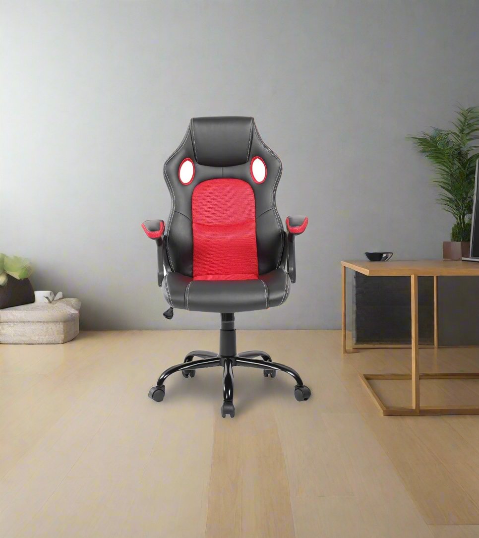 Rotatable Gaming PU Leather Office Armchair - Black, Green, Red | Ergonomic Study Chair for Home Office | Gaming Setups, Home Offices, Study Rooms.