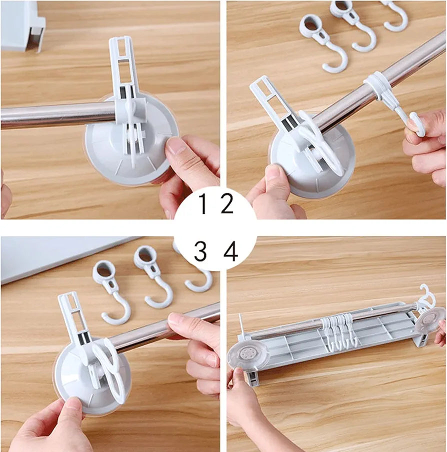 Shelves & Hook Suction Bathroom Hanger | Space Saving Punch Free Multifunctional Wall Mounted Storage Rack for Bathroom, Kitchen, and Living Room