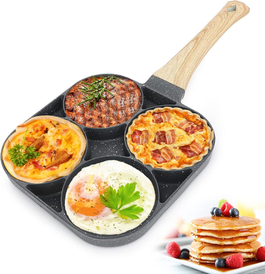 Nonstick 4 Slot Design Frying Pan | Perfect for Eggs, Pancakes | Perfect for Breakfast, Lunch, Snack Prep