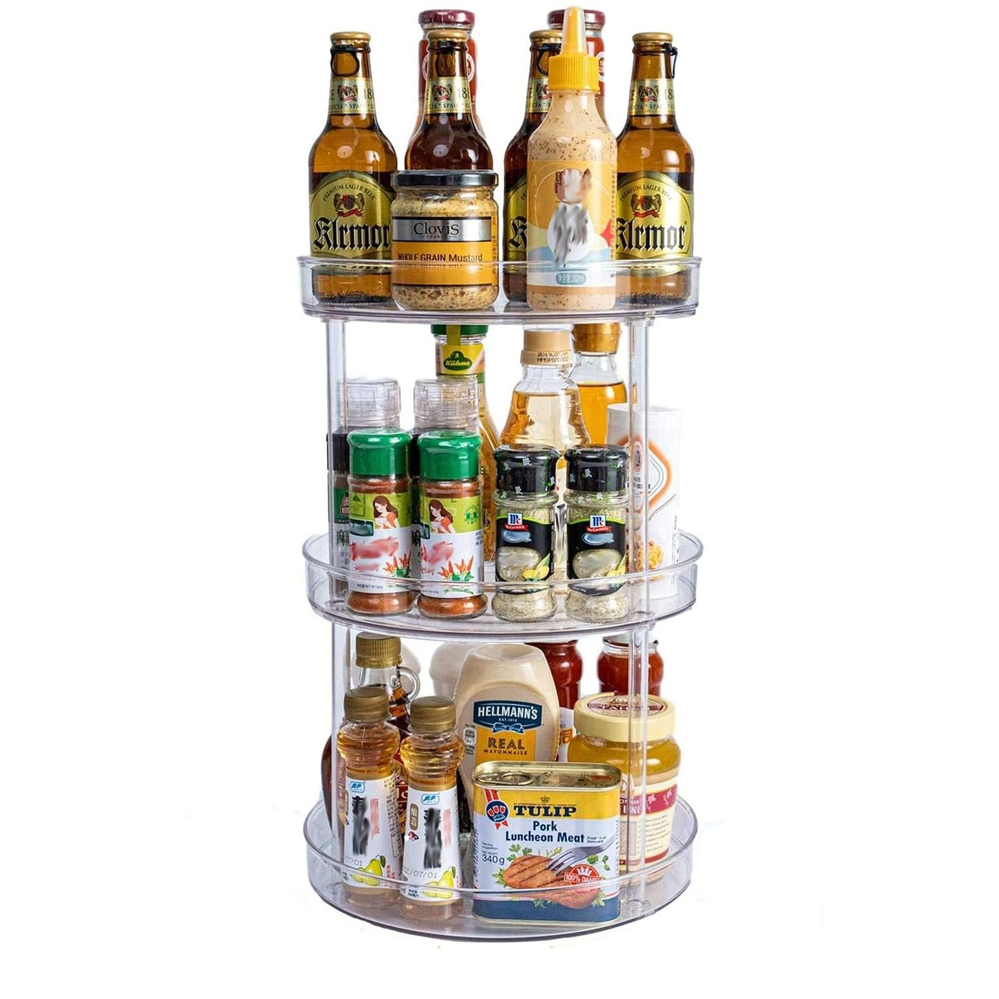 Multifunctional 3-Layer 360° Rotation Clear Cabinet Turntable Storage Organizer | Kitchen & Pantry | Bathroom & Vanity