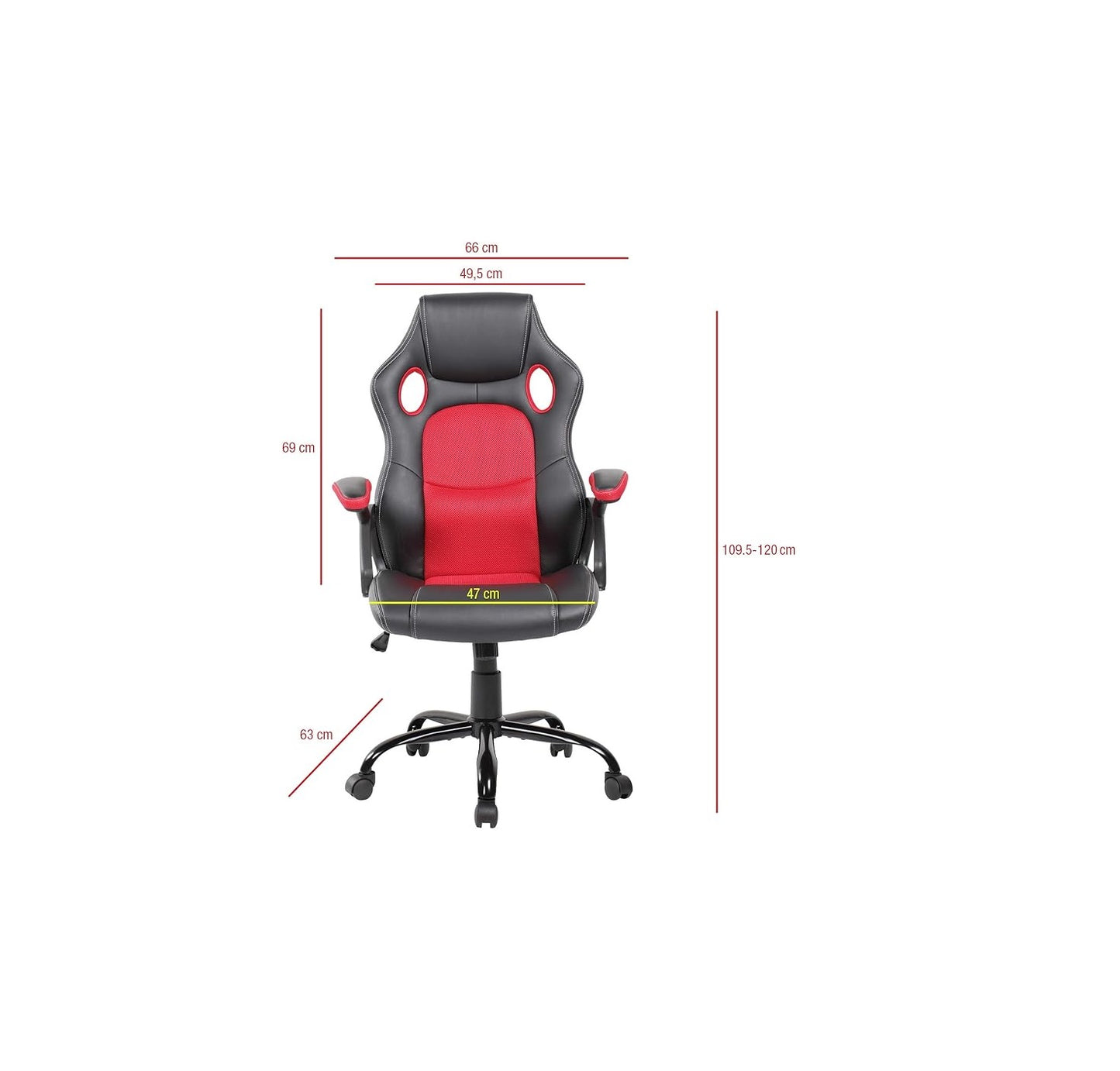 Rotatable Gaming PU Leather Office Armchair - Black, Green, Red | Ergonomic Study Chair for Home Office | Gaming Setups, Home Offices, Study Rooms.