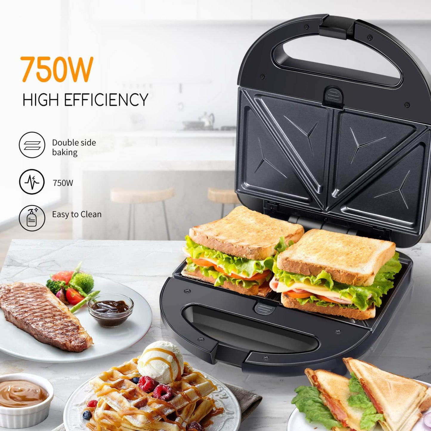 3 in 1 Sandwich Maker – Sandwich, Waffle, and Grill Combo