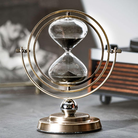 Hourglass Timer - 30-Minute Nordic Design | Vintage Home Décor | Rotating Metal Sand Timer