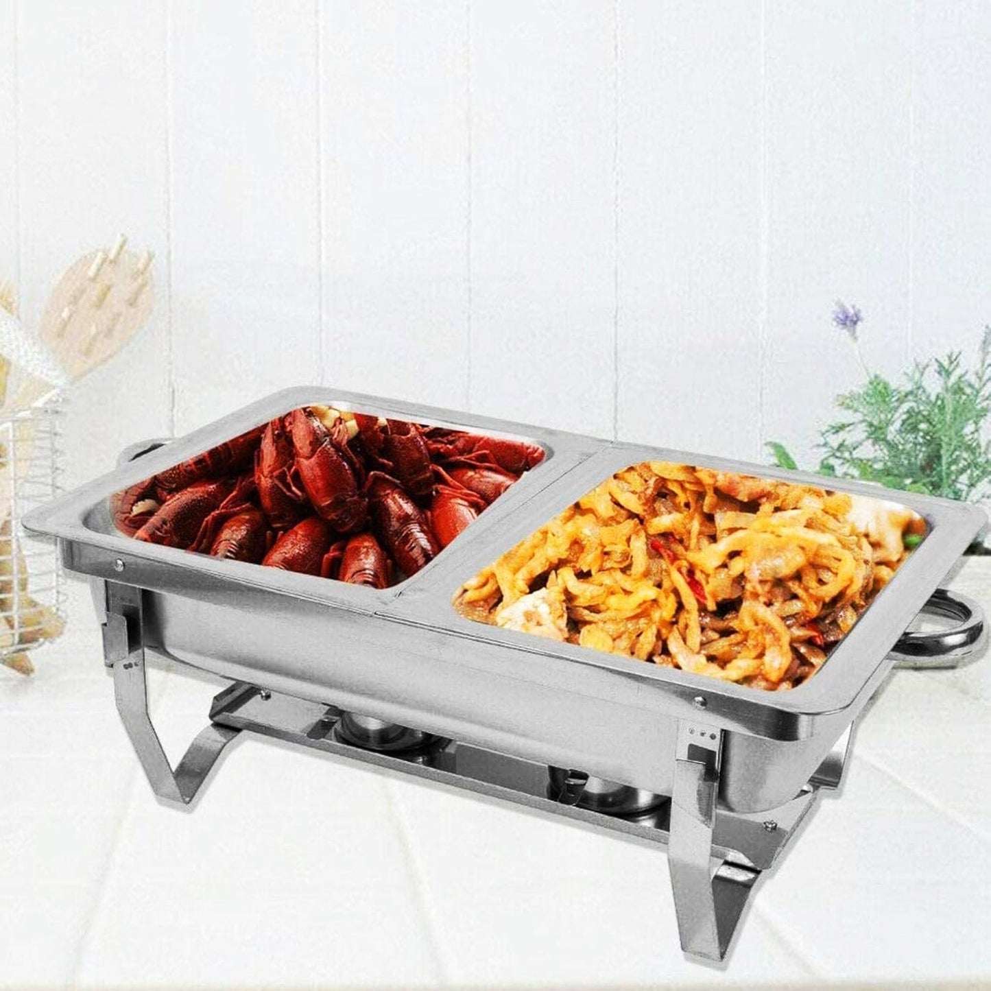 9 Ltr Double Chafing Dishes SG 433/2 | Stainless Steel Buffet Warmer with Dual Pans for Catering and Parties