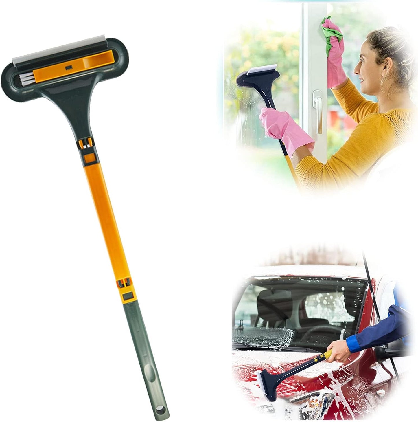 2in1 Clean and Dry Extendable Window Cleaner | Streak Free Cleaning Tool