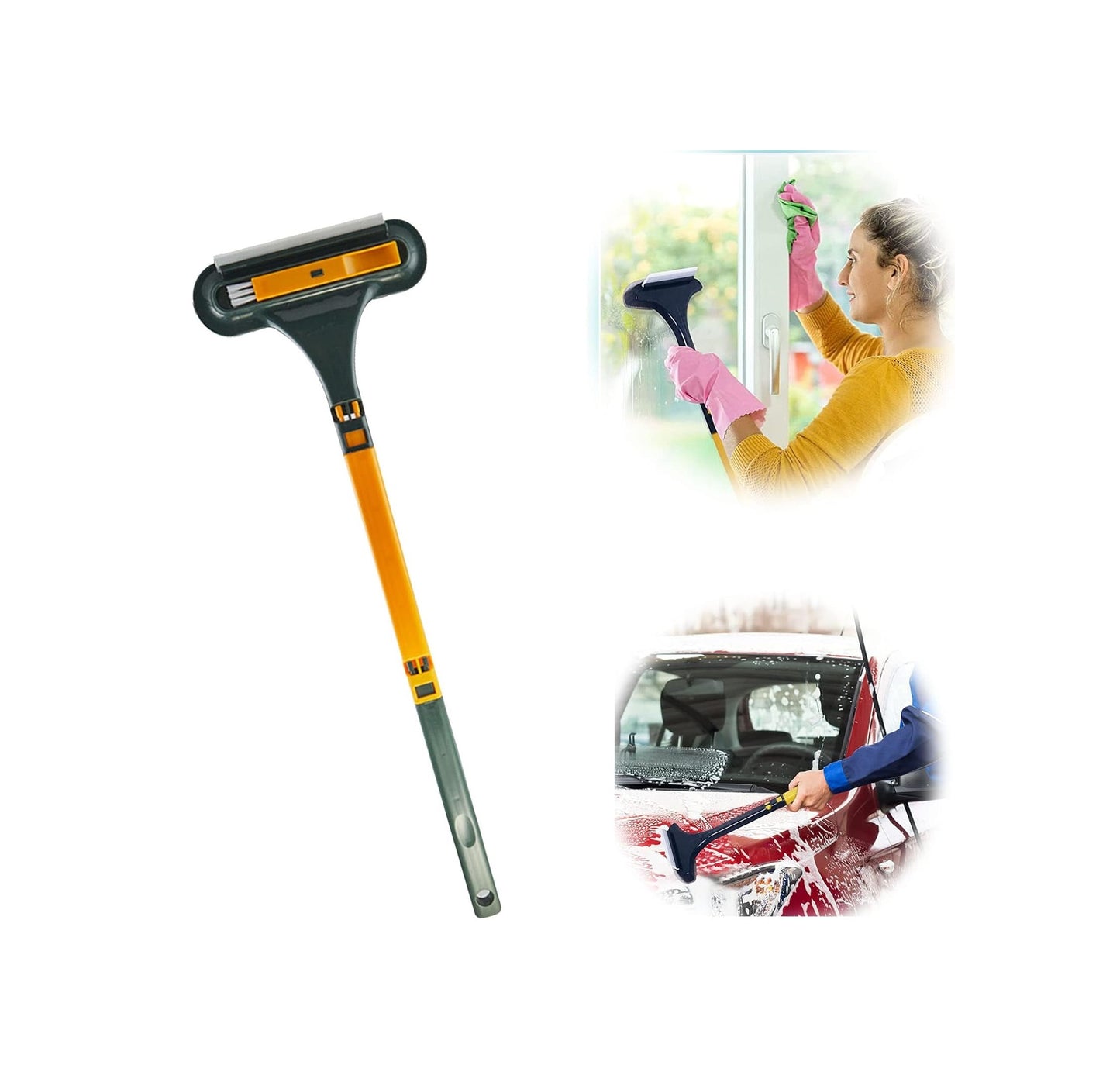 2in1 Clean and Dry Extendable Window Cleaner | Streak Free Cleaning Tool