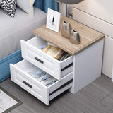 Nordic Luxury Double Drawer Bedside Cabinet – 50x45x35cm, White with Large Capacity Storage