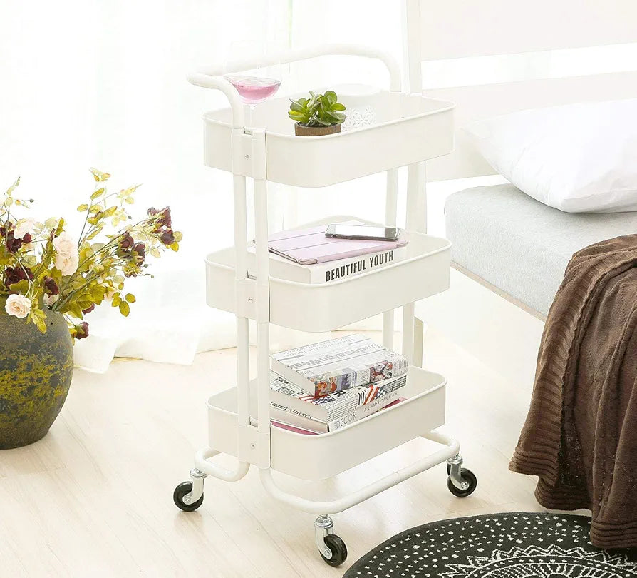 Multi-Functional Movable Trolley Storage Rack