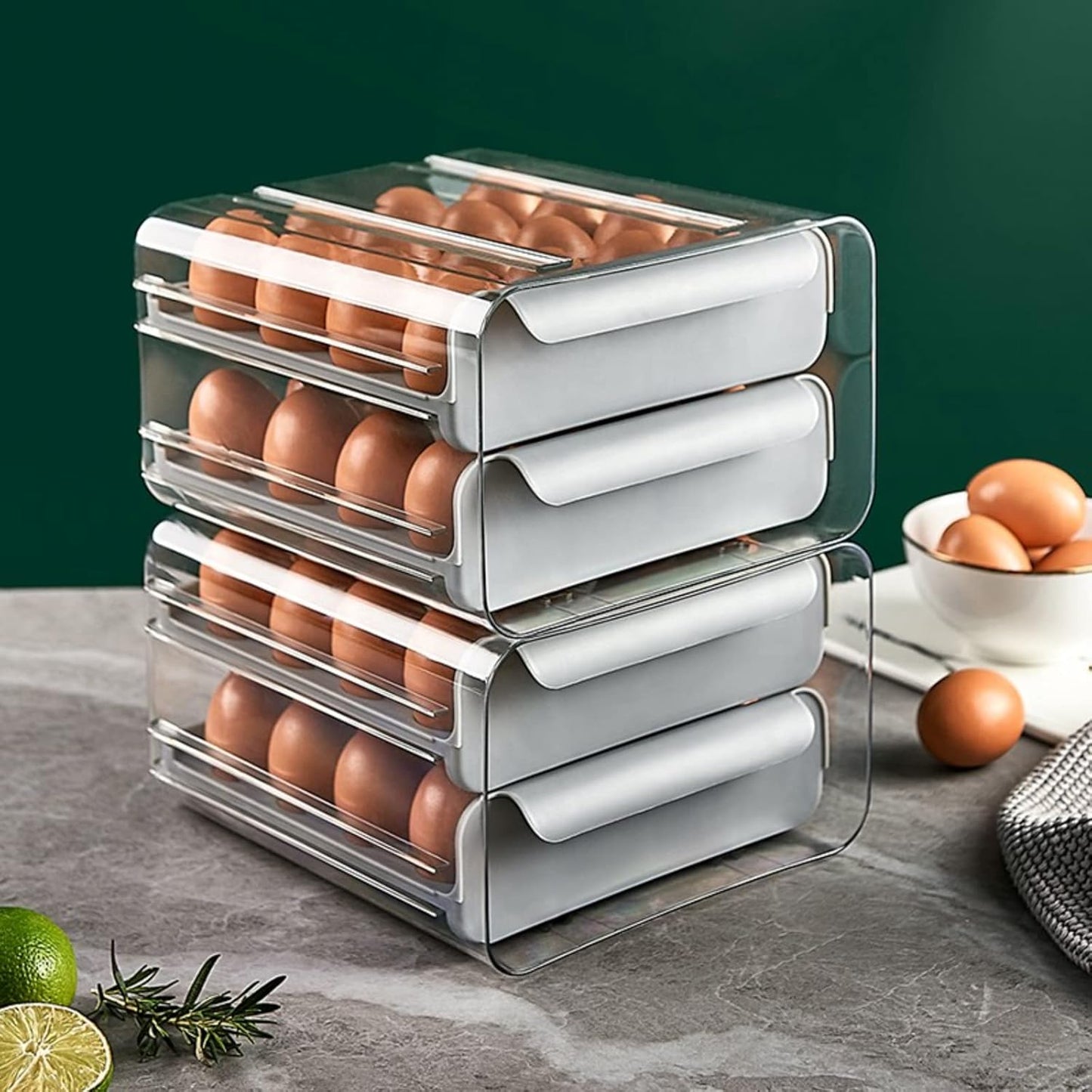 32 Egg Acrylic Tray – Durable Storage Organizer in Grey, Orange, and White