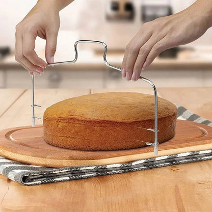 Double Wire Adjustable Cake Cutter | Stainless Steel Layering & Leveling Tool for Cakes | Perfect for Baking & Decorating