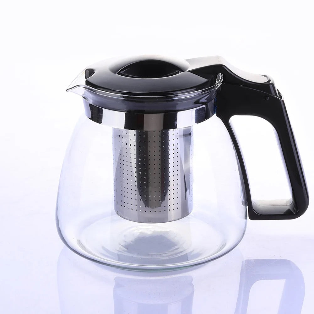 High-Temperature Resistant Borosilicate Glass Infusion Teapot with Stainless Steel Strainer