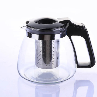 High-Temperature Resistant Borosilicate Glass Infusion Teapot with Stainless Steel Strainer