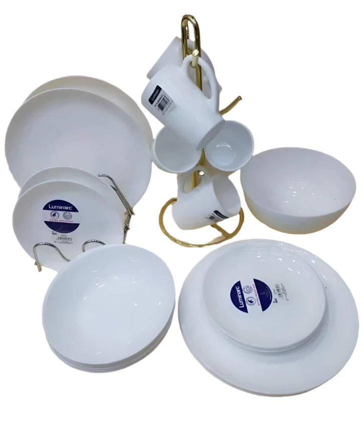 24 Piece Classique Dinner Set | Elegant White Plain Design | Durable Tableware for Everyday & Special Occasions