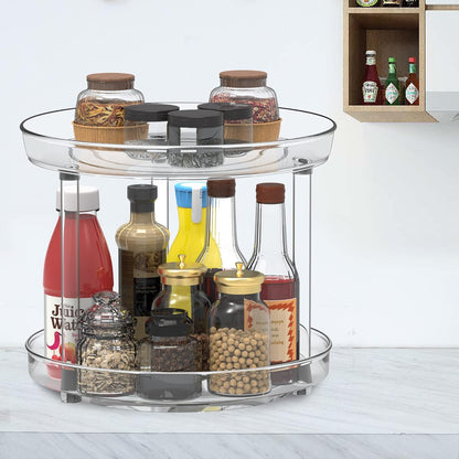 Multifunctional 2-Layer 360° Rotation Clear Cabinet Turntable Storage Organizer | Kitchen & Pantry | Bathroom & Vanity