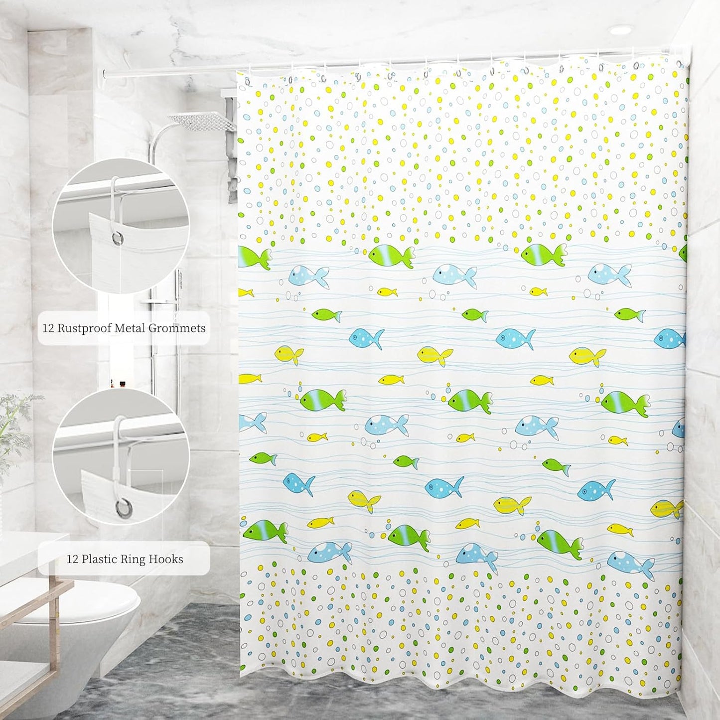 180 x 200cm PVC Waterproof Shower Curtain | EVA Material, Chlorine-Free | Shower Curtains | Bathroom Essentials